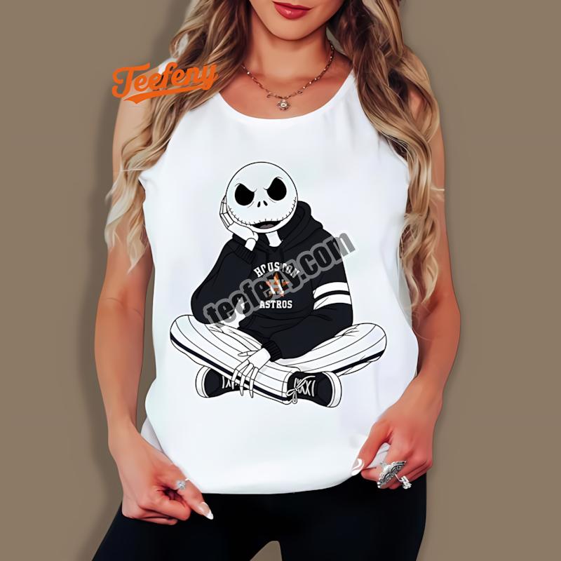 Relaxed Jack Skellington Houston Astros Color Tanktop Relaxed Jack Skellington Houston Astros Color Tanktop