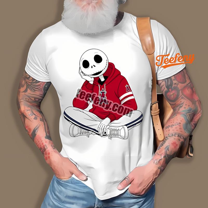 Relaxed Jack Skellington Los Angeles Angels Hoodie Shirt