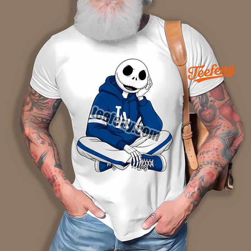 Relaxed Jack Skellington Los Angeles Dodgers Hoodie Shirt