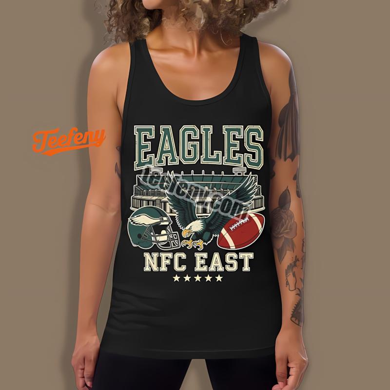 Retro Philadelphia Eagles Helmet And Stadium Graphic Nfc East Tanktop Retro Philadelphia Eagles Helmet And Stadium Graphic Nfc East Tanktop