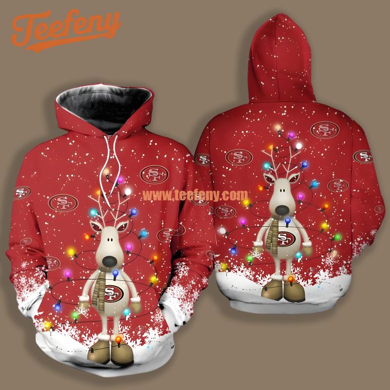 San Francisco 49Ers Christmas Reindeer Red White Graphic 3D Hoodie
