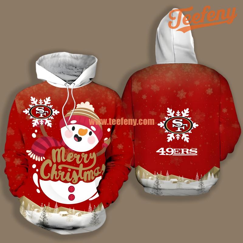 San Francisco 49Ers Christmas Snowman Red White Realistic 3D Hoodie