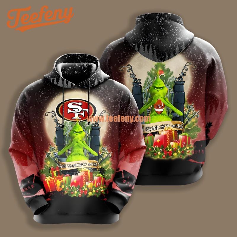 San Francisco 49Ers Grinch Merry Christmas Black Printed 3D Hoodie
