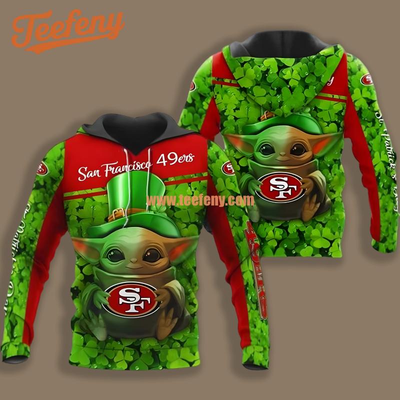 San Francisco 49Ers Grogu St Patrick Day Green Red Zip Up 3D Hoodie
