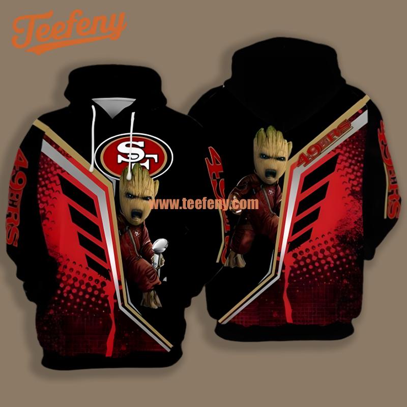 San Francisco 49Ers Groot Black Red Graphic 3D Hoodie