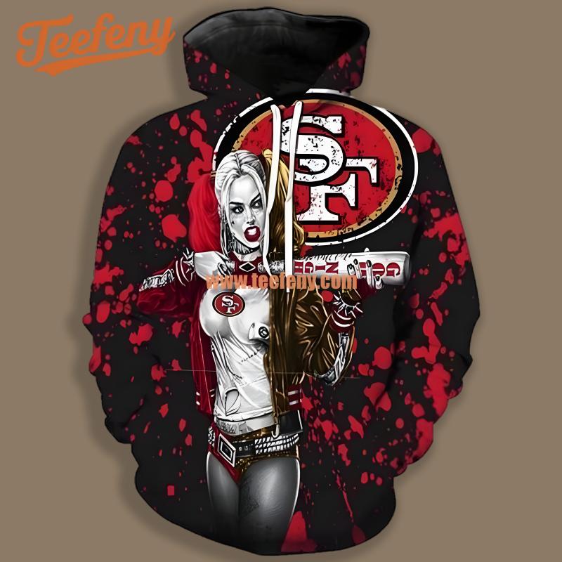 San Francisco 49Ers Harley Quinn Black Red 3D Hoodie