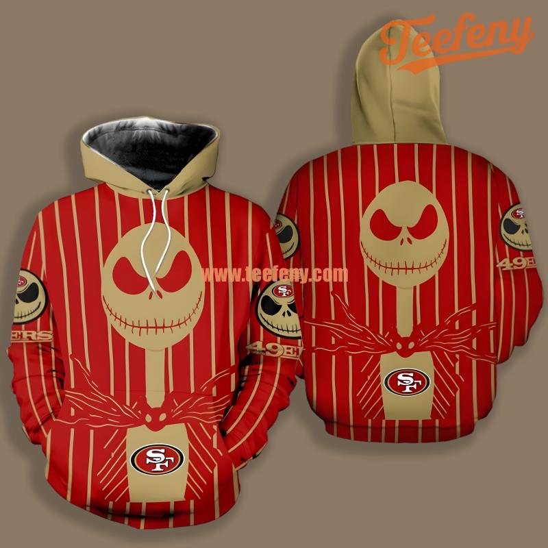 San Francisco 49Ers Jack Skellington Yellow Red 3D Hoodie