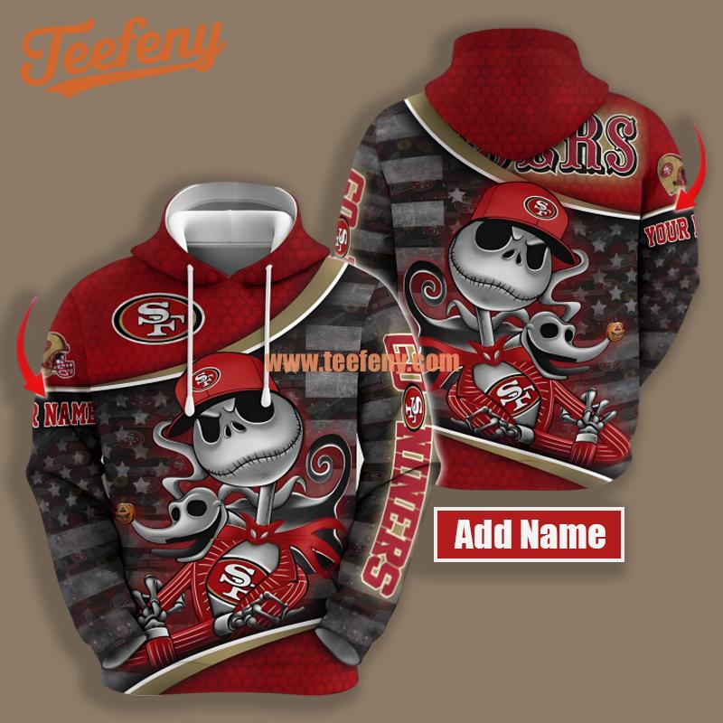 San Francisco 49Ers Jack Skellington Zero Red 3D Hoodie Zipper