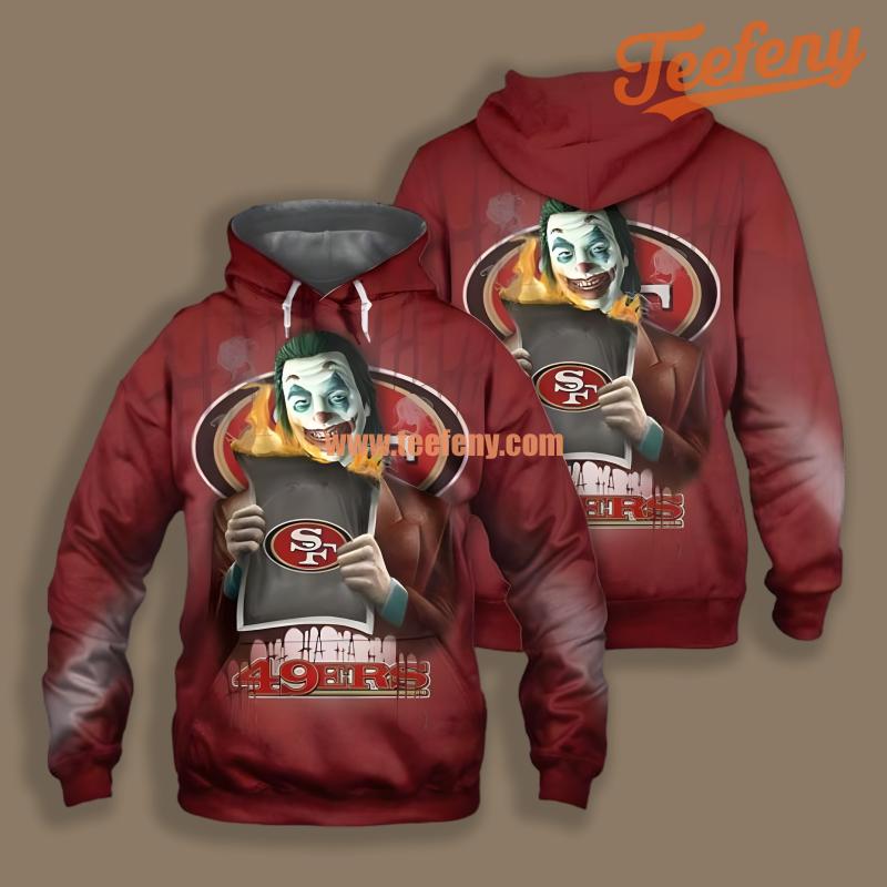 San Francisco 49Ers Joker Halloween Red Mens 3D Hoodie