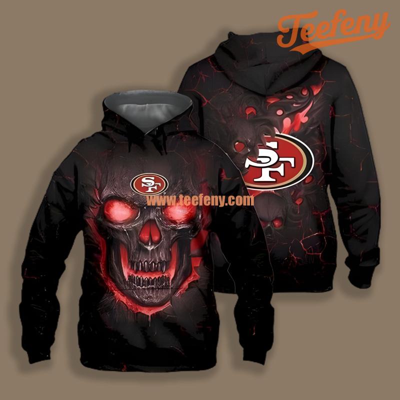 San Francisco 49Ers Lava Skull Black Red Horror 3D Hoodie