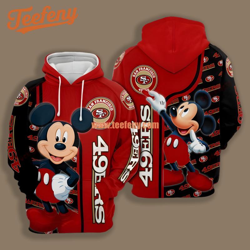 San Francisco 49Ers Mickey Mouse Christmas Black Red Unisex 3D Hoodie