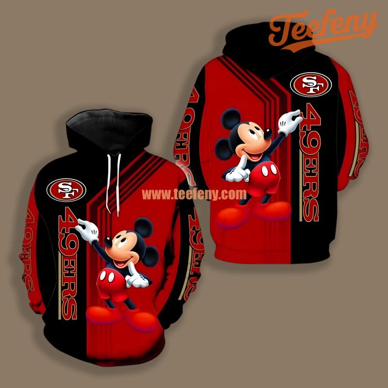 San Francisco 49Ers Mickey Mouse Christmas Red Black Unisex 3D Hoodie