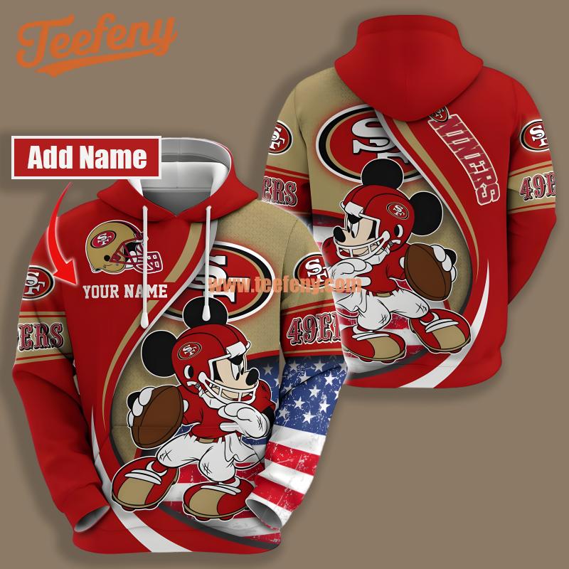 San Francisco 49Ers Mickey Mouse Red 3D Design Hoodie