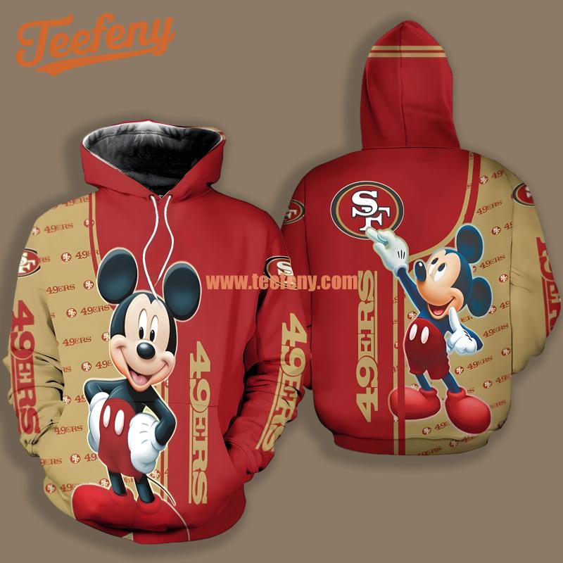 San Francisco 49Ers Mickey Mouse Yellow Red Print 3D Hoodie