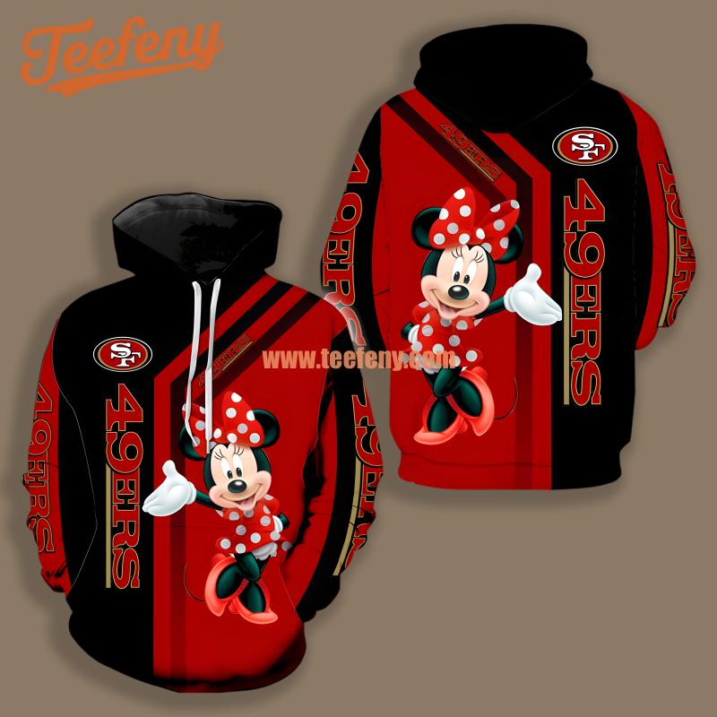 San Francisco 49Ers Minnie Mouse Black Red Illusion 3D Hoodie