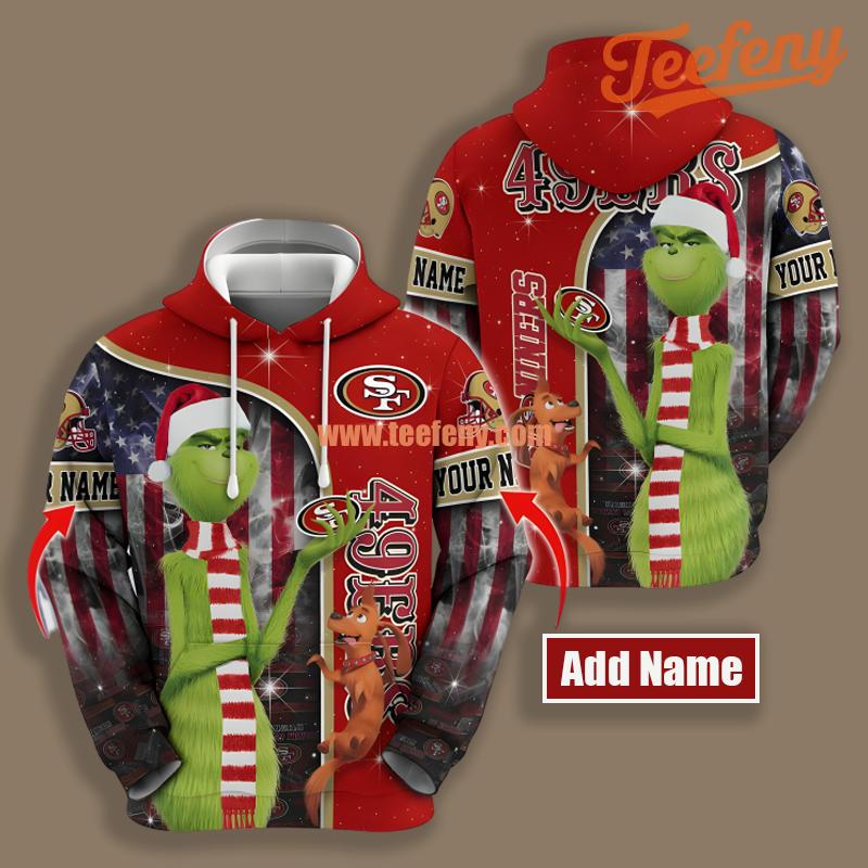 San Francisco 49Ers Santa Grinch Red 3D Full Print Hoodie