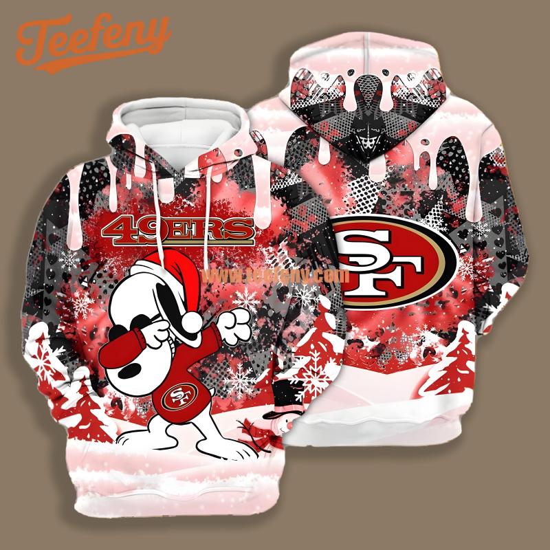 San Francisco 49Ers Santa Snoopy Christmas White Red Jacket 3D Hoodie