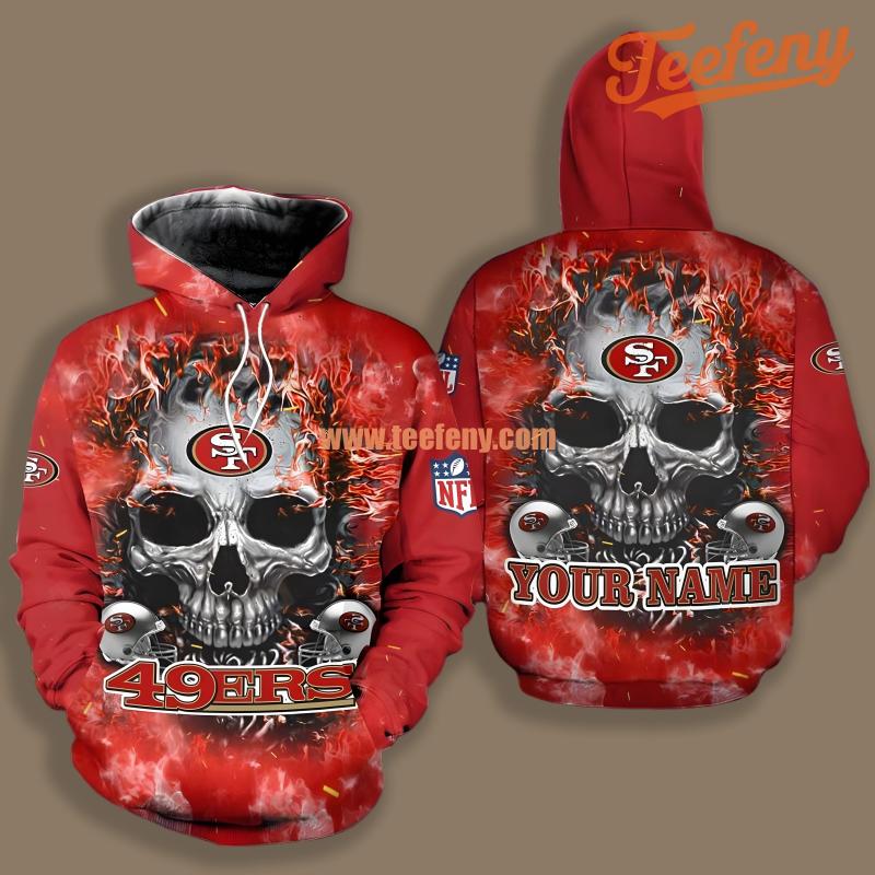 San Francisco 49Ers Skull Fire Black Red 3D Unisex Hoodie