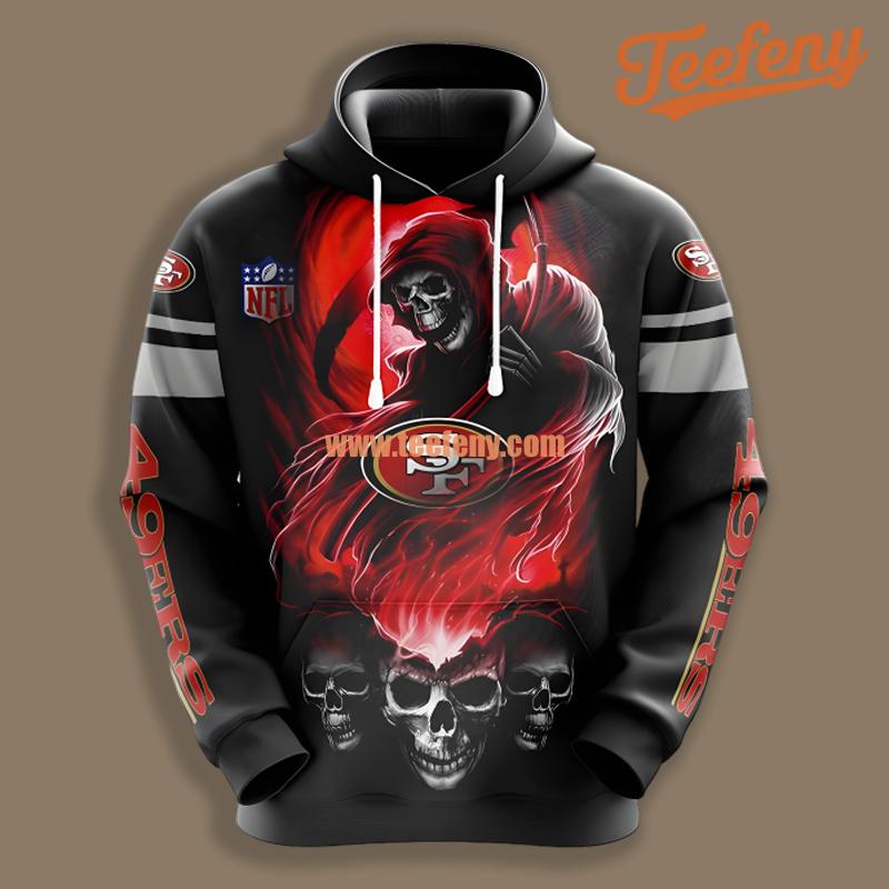 San Francisco 49Ers Skull Red Black Printed 3D Hoodie