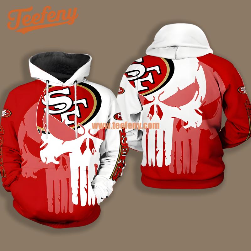San Francisco 49Ers Skull White Red Novelty 3D Hoodie