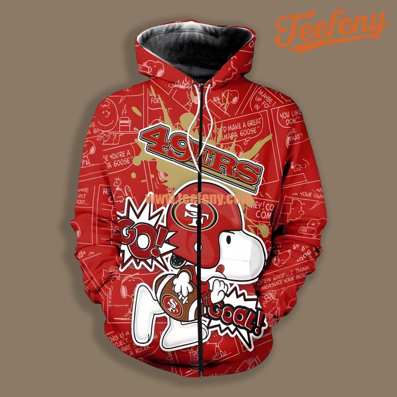 San Francisco 49Ers Snoopy Red White Printed 3D Hoodie
