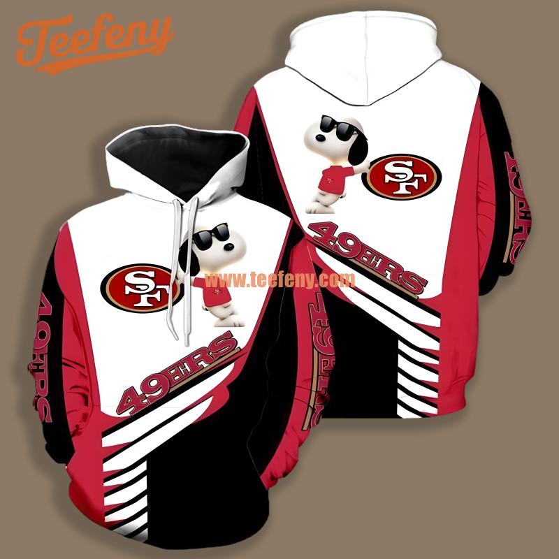 San Francisco 49Ers Snoopy White Red Cool 3D Hoodie