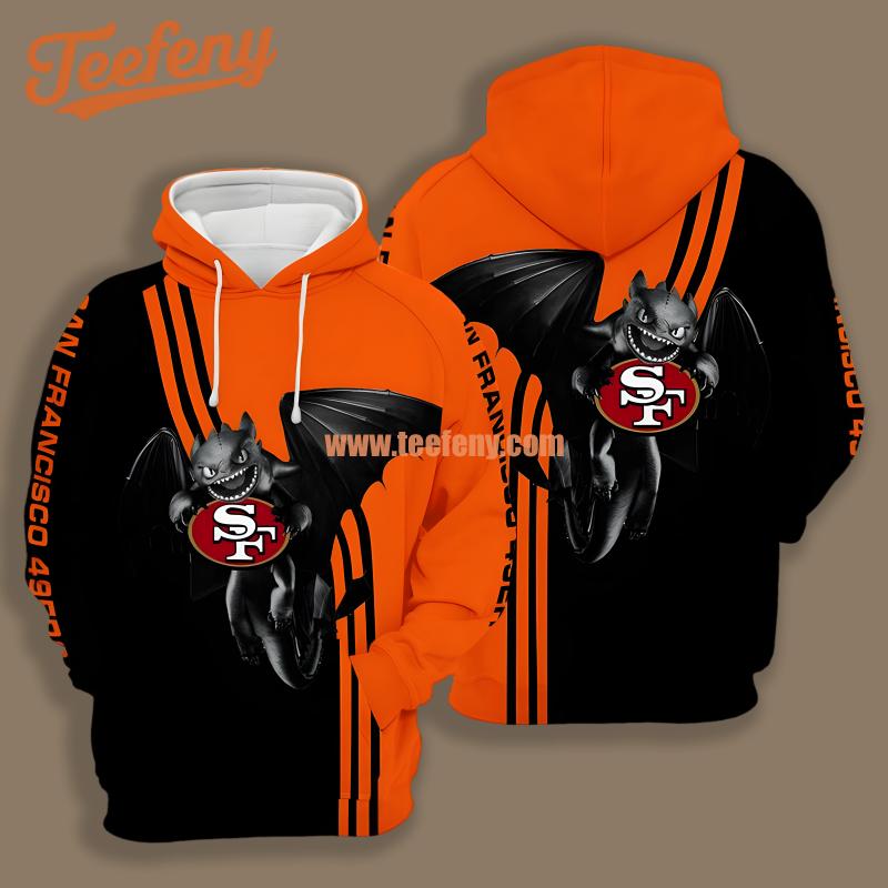 San Francisco 49Ers Toothless Black Orange Full Print 3D Hoodie