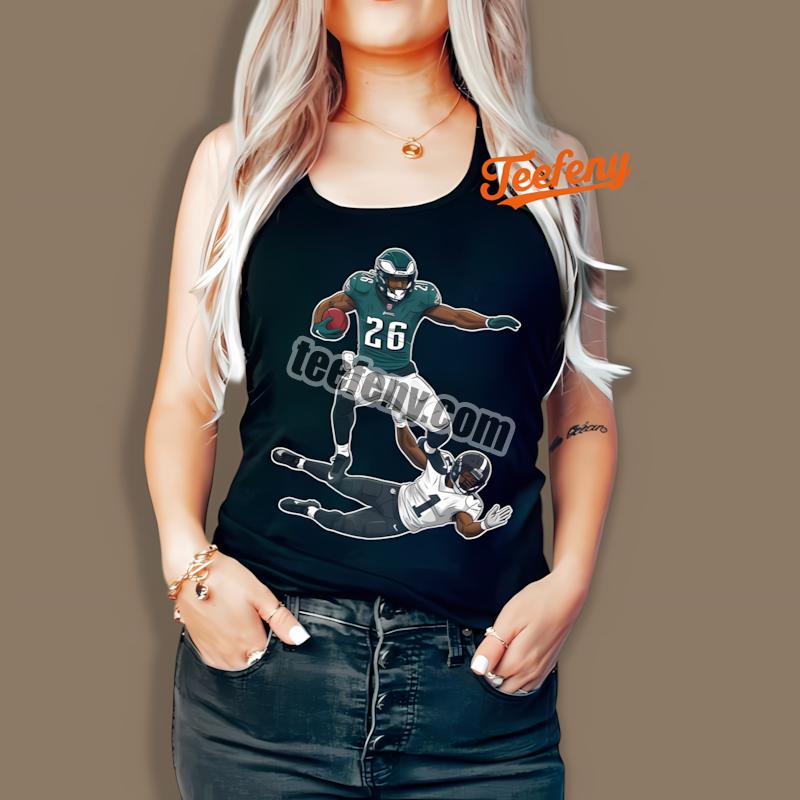 Saquon Barkley Philadelphia Eagles Hurdle Over Opponent Action Tanktop Saquon Barkley Philadelphia Eagles Hurdle Over Opponent Action Tanktop