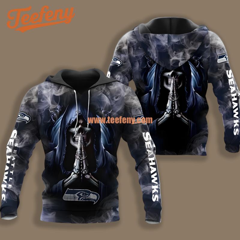 Seattle Seahawks Death Smoke Black Blue 3D Hoodie