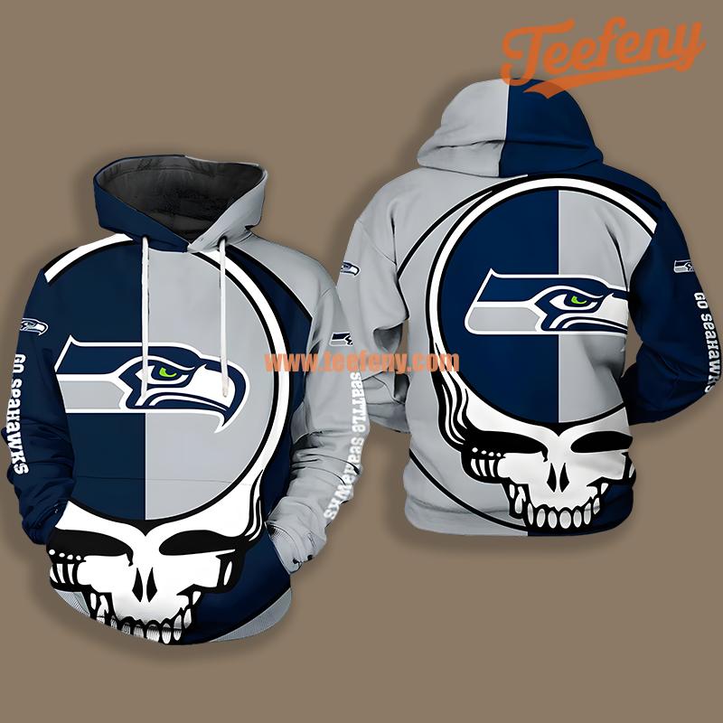 Seattle Seahawks Grateful Dead Grey Blue Mens 3D Hoodie