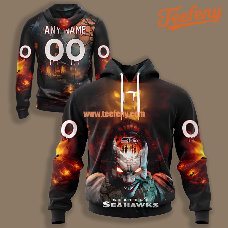 Seattle Seahawks Halloween Badut Mematikan Black 3D Novelty Hoodie