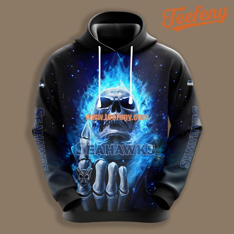 Seattle Seahawks Hot Skull Blue Black Printed 3D Hoodie