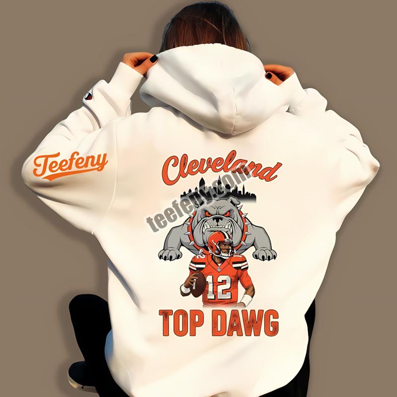 Shedeur Sanders Cleveland Browns Top Dawg Bulldog Hoodie Shedeur Sanders Cleveland Browns Top Dawg Bulldog Hoodie