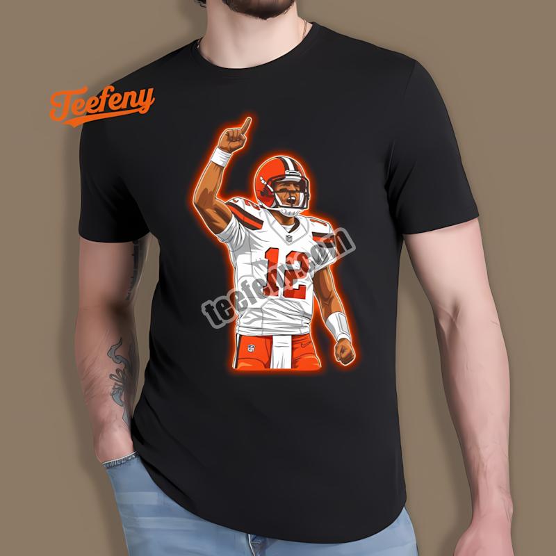 Shedeur Sanders Cleveland Browns White Jersey Victory Celebration Shirt