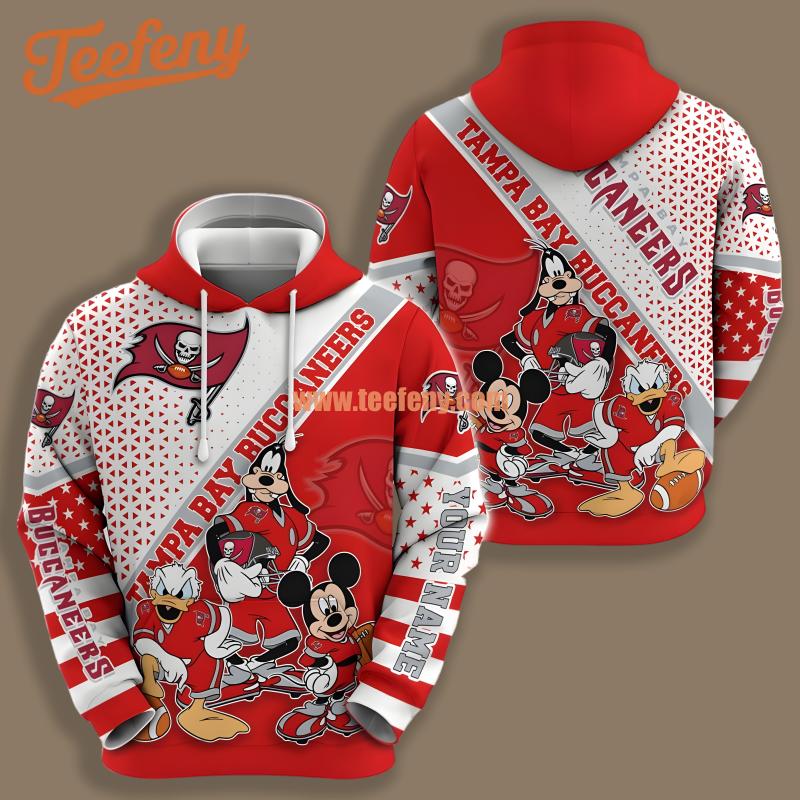 Tampa Bay Buccaneers Donald Duck Goofy Personalized Red Puff Print 3D Hoodie