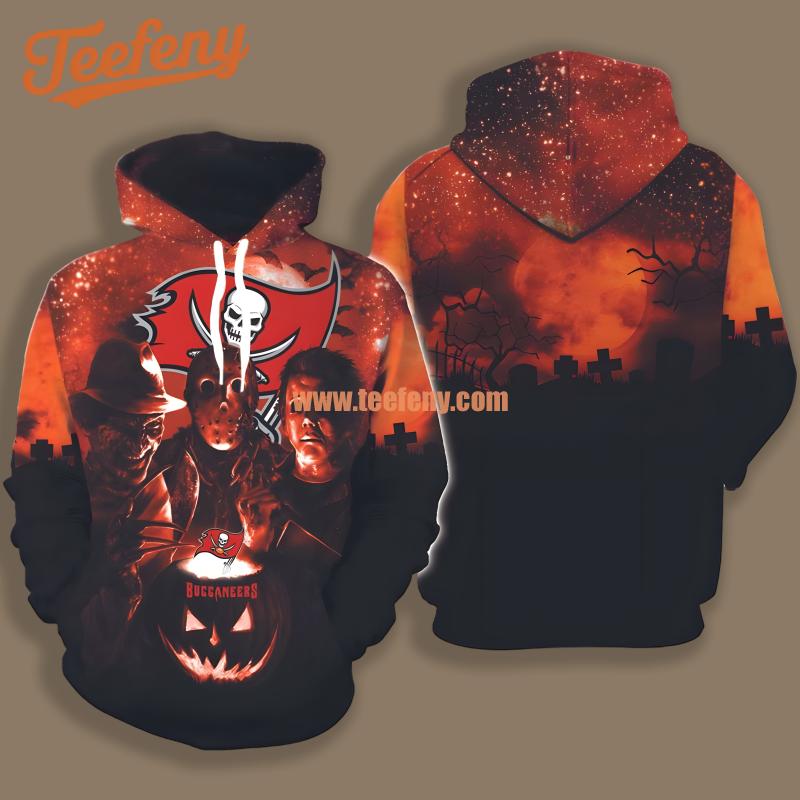 Tampa Bay Buccaneers Freddy Krueger Jason Voorhees Halloween Red Black Boys 3D Hoodie