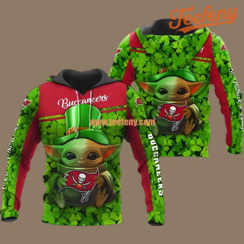 Tampa Bay Buccaneers Grogu St Patricks Day Red Green Fashion 3D Hoodie