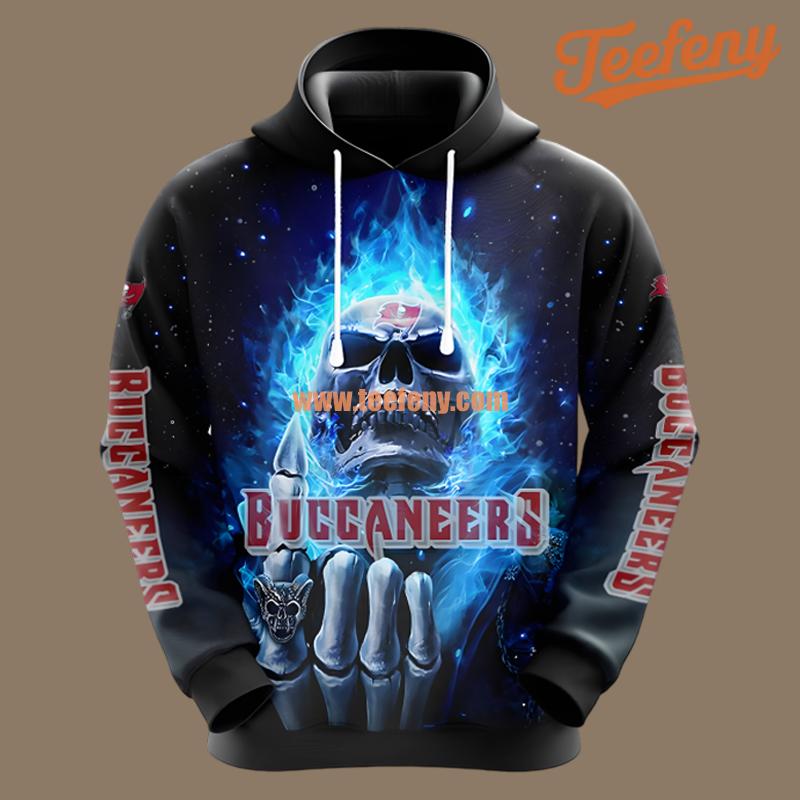Tampa Bay Buccaneers Hot Skull Blue Black Zip Up 3D Hoodie