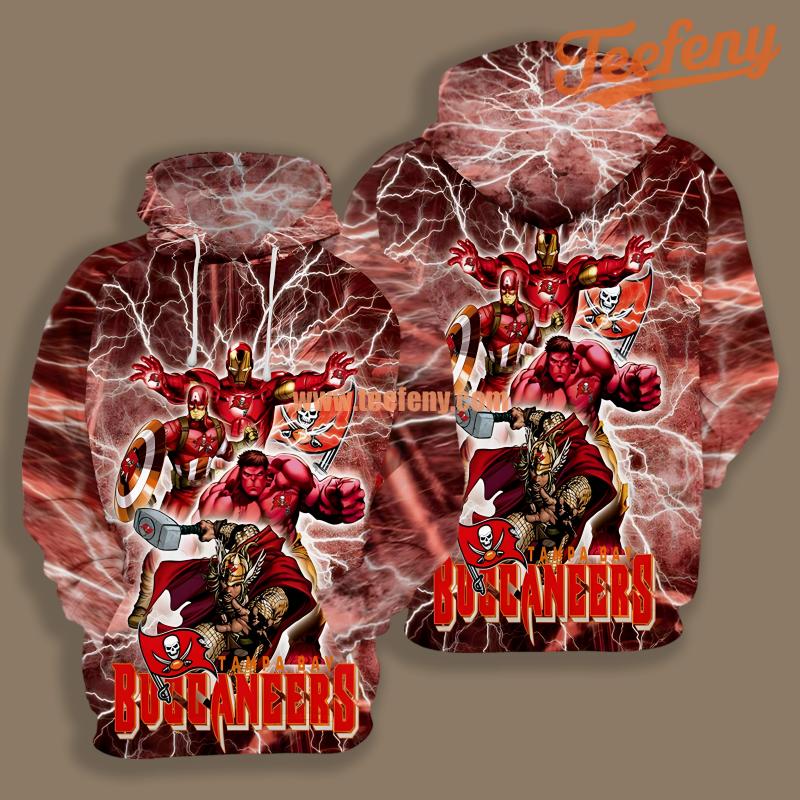 Tampa Bay Buccaneers Hulk Captain America Thor Red Jacket 3D Hoodie