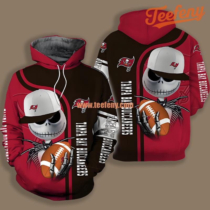 Tampa Bay Buccaneers Jack Skellington Halloween Red Black Zipper 3D Hoodie