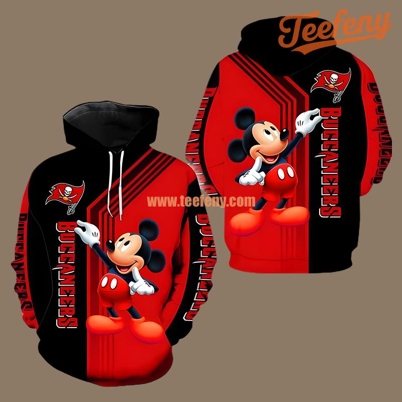 Tampa Bay Buccaneers Mickey Mouse Black Red Pullover 3D Hoodie