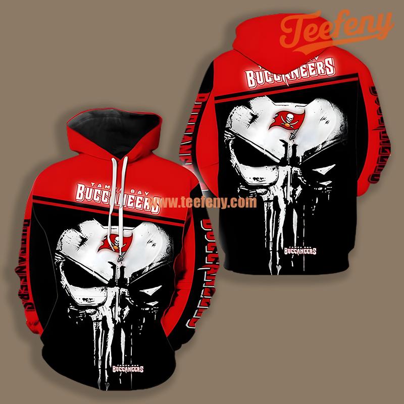 Tampa Bay Buccaneers Punisher Skull Black Red Fashion 3D Hoodie