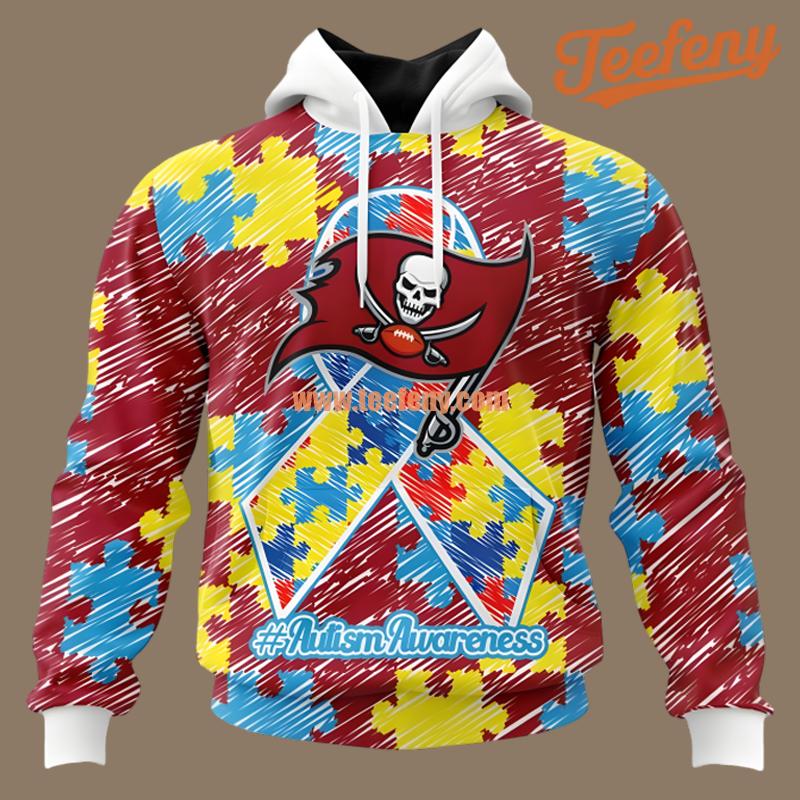 Tampa Bay Buccaneers Puzzle Autism Awareness Red Unisex 3D Hoodie