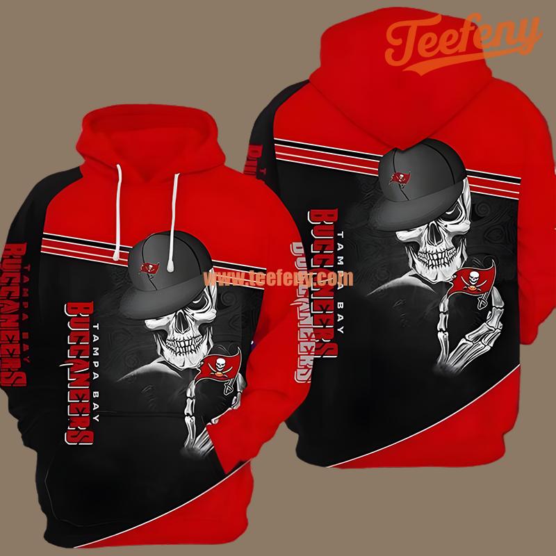 Tampa Bay Buccaneers Skull Black Red For Sale 3D Hoodie