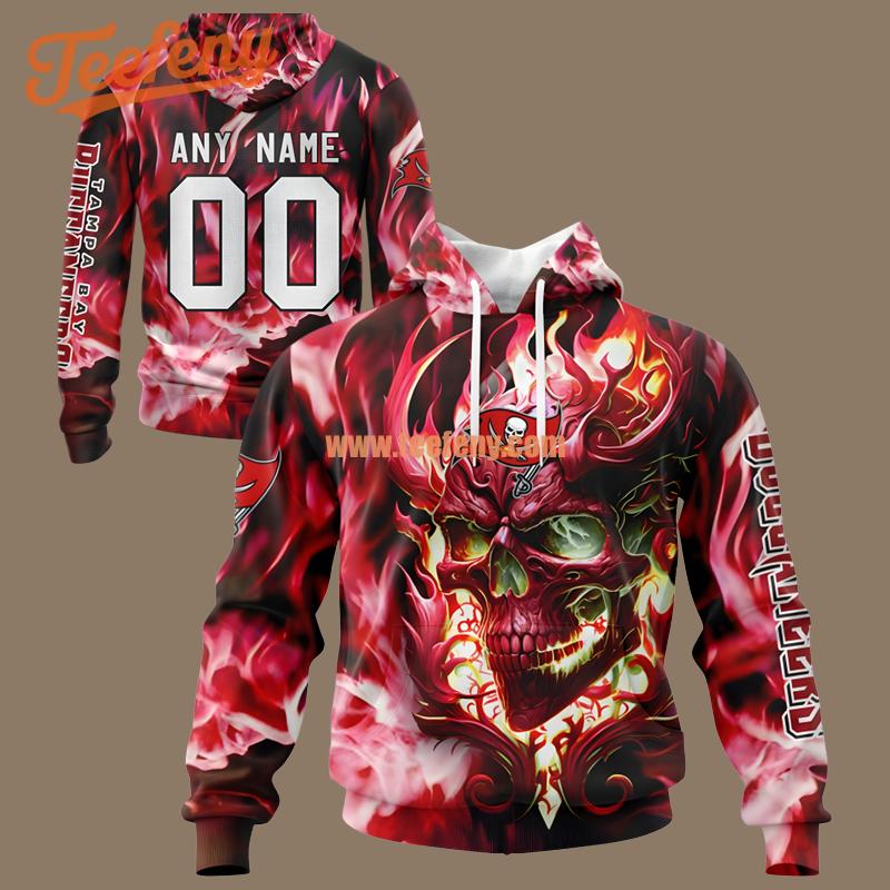 Tampa Bay Buccaneers Skull Crack Grey Red Full Print 3D Hoodie