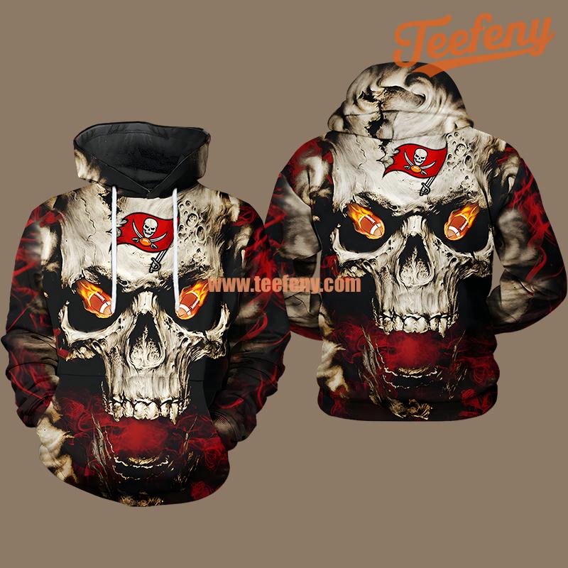 Tampa Bay Buccaneers Skull Grey Red Printed 3D Hoodie
