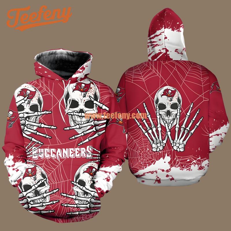 Tampa Bay Buccaneers Skull Halloween Red White Printed 3D Hoodie