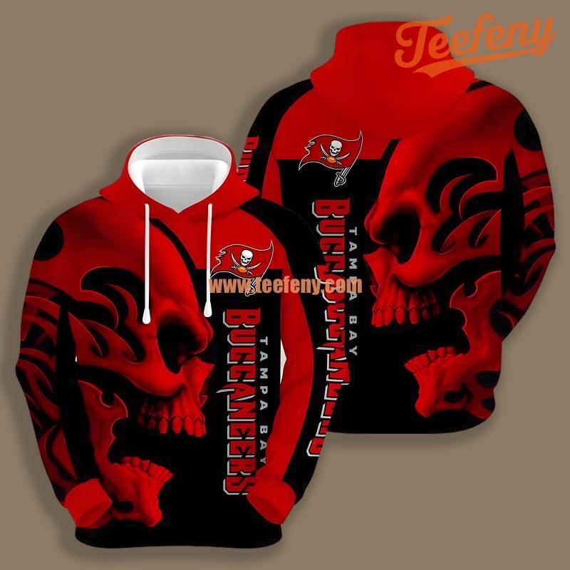 Tampa Bay Buccaneers Skull Red Black Unisex 3D Hoodie