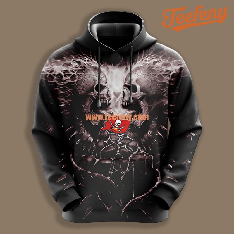 Tampa Bay Buccaneers Skull Unleash Black Zip Up 3D Hoodie