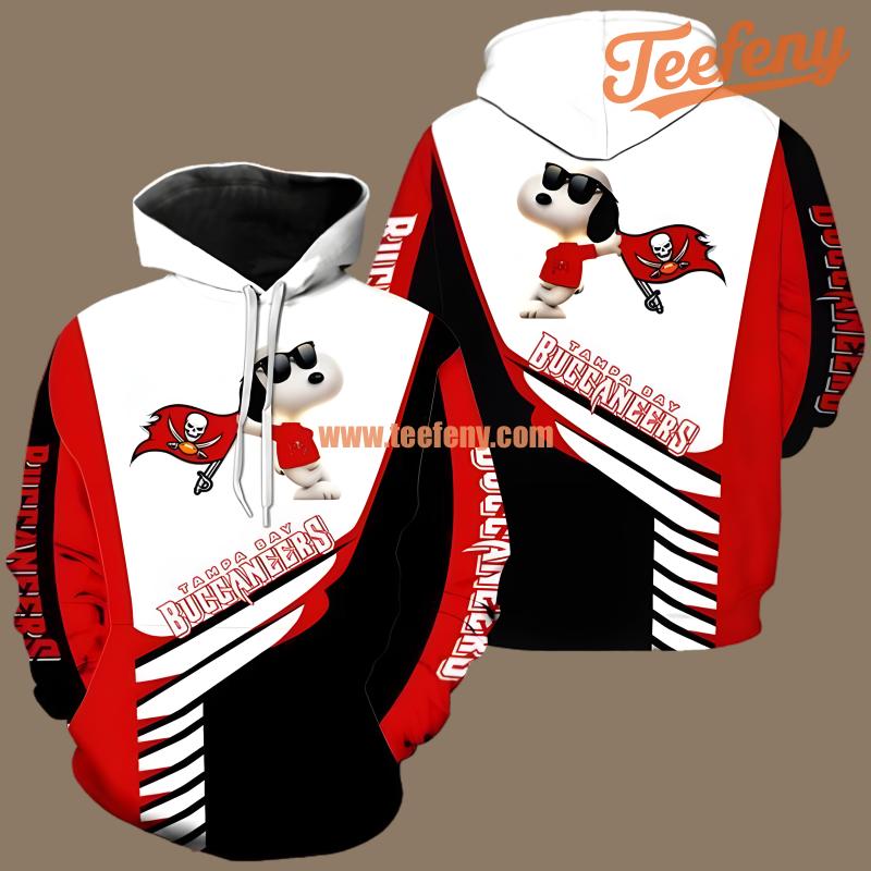Tampa Bay Buccaneers Snoopy White Red For Sale 3D Hoodie